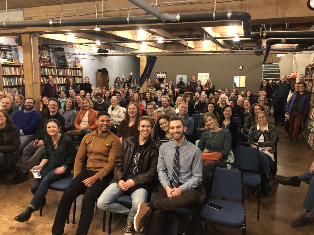 book launch at Elliott Bay Book Company in Seattle in February 2020.