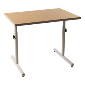 an ADA desk with two gears on either side of it