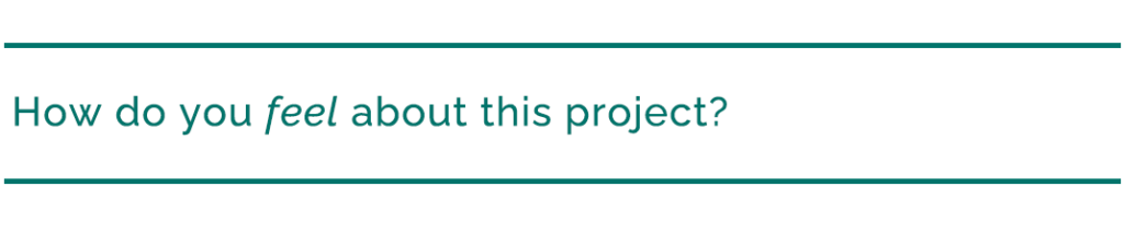 pull quote reads, "How do you feel about this project?"