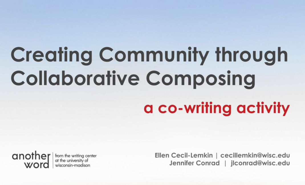 "Creating Community Through Collaborative Composing: A Co-Writing Activity"