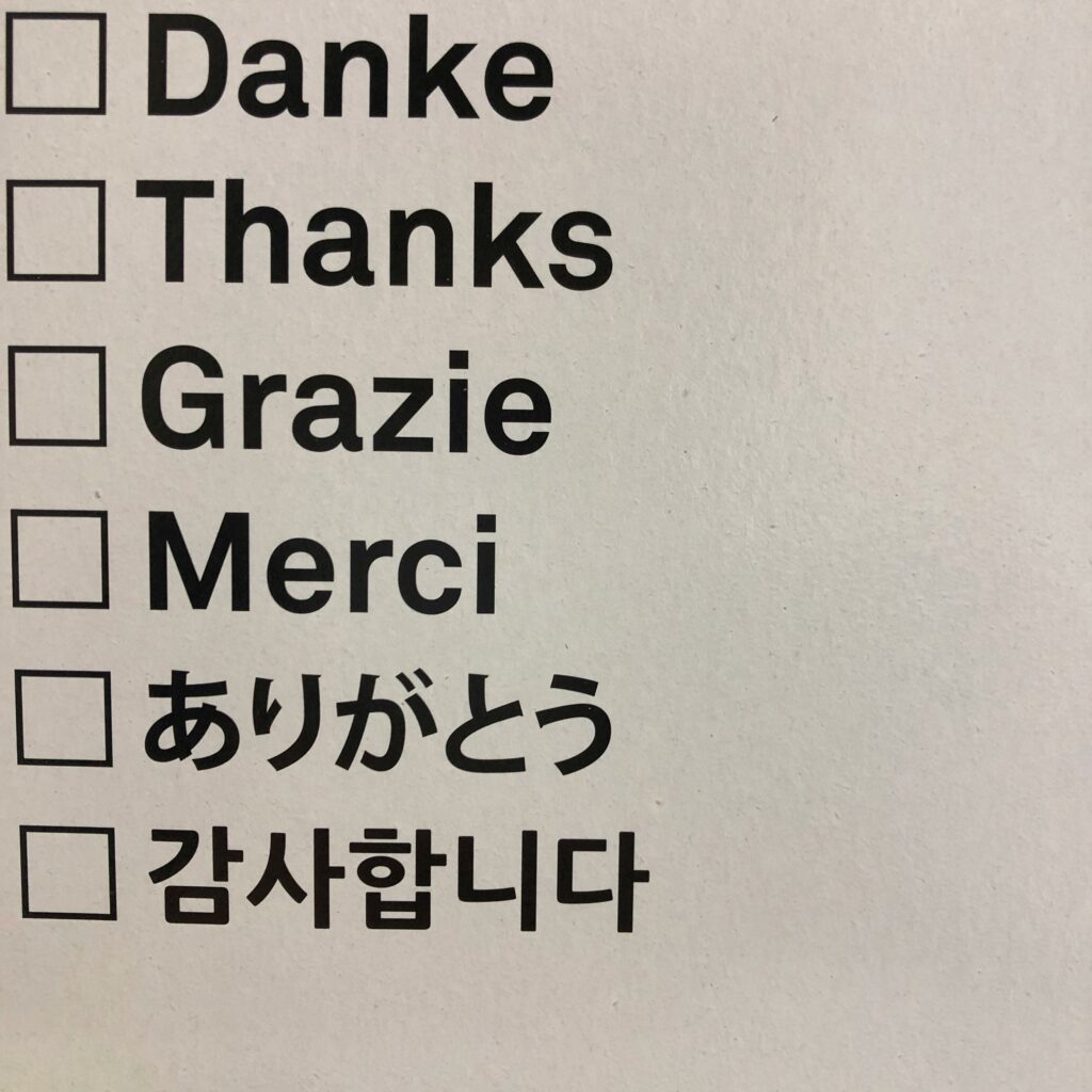 translation of the word ‘thanks’ in different languages.