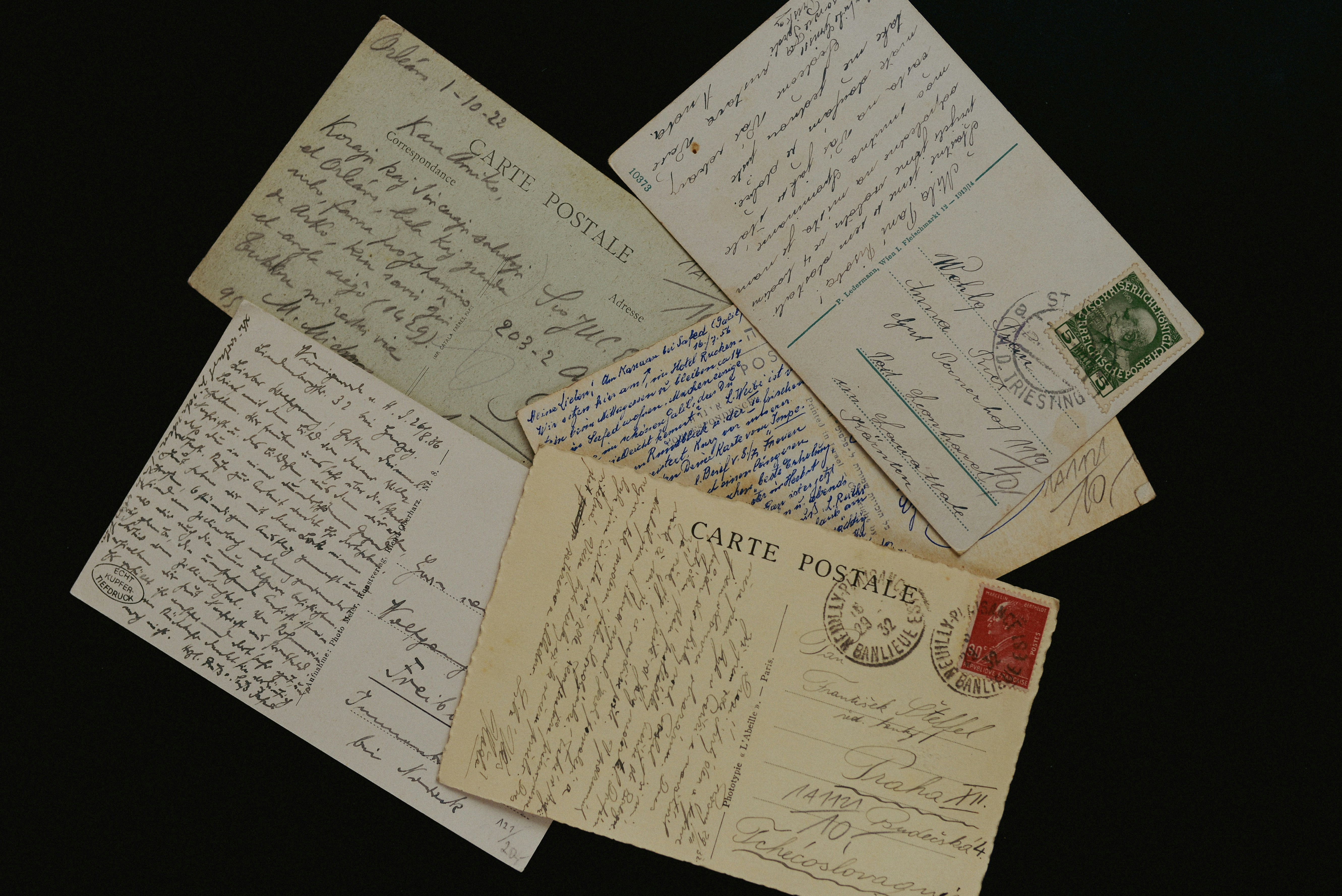 pile of vintage postcards