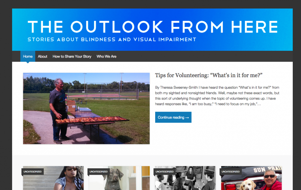 The homepage for the blog "The Outlook From Here" 