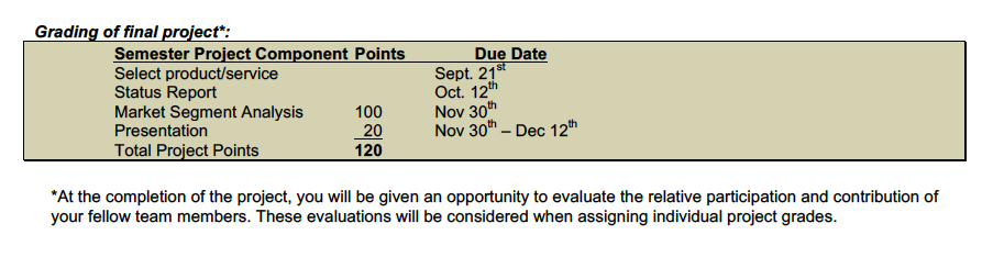 marketing group assignment